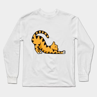 2D ginger cat stretching Long Sleeve T-Shirt